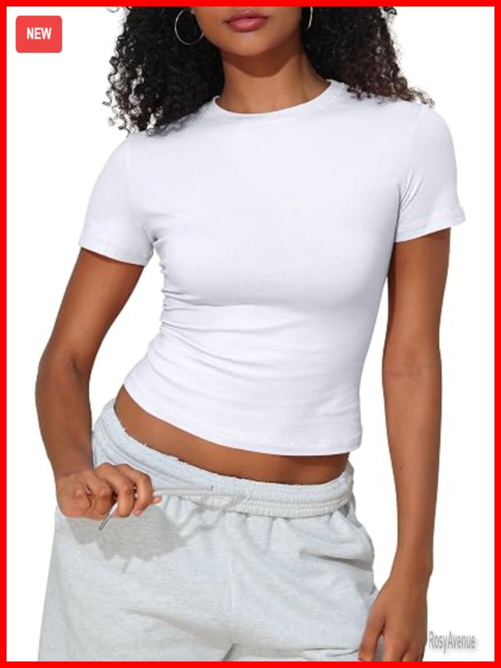 Y2K Baby Tee Crop Top Crewneck Slim Fit Short Sleeve Cotton Spandex Summer Top
